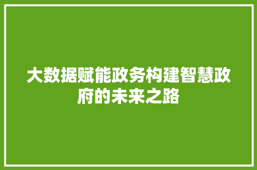 大数据赋能政务构建智慧政府的未来之路 大数据赋能政务构建智慧政府的未来之路