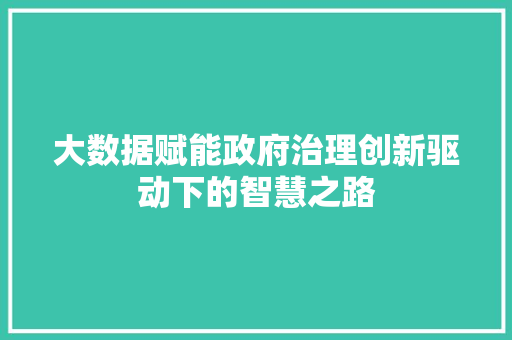 大数据赋能政府治理创新驱动下的智慧之路 电脑配置