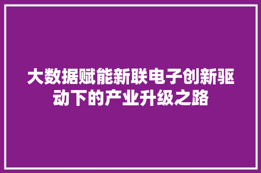 大数据赋能新联电子创新驱动下的产业升级之路