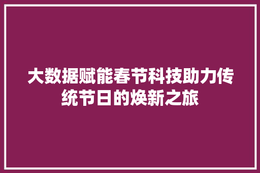 大数据赋能春节科技助力传统节日的焕新之旅