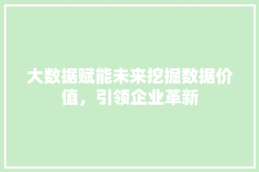 大数据赋能未来挖掘数据价值,引领企业革新 大数据赋能未来挖掘数据价值,引领企业革新