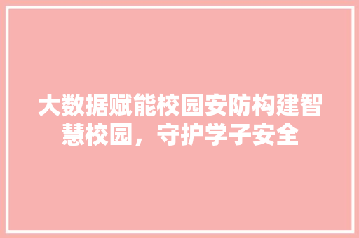 大数据赋能校园安防构建智慧校园，守护学子安全
