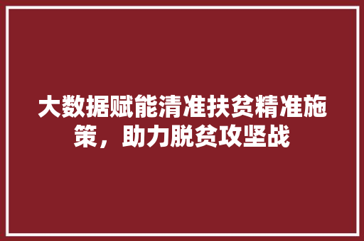 大数据赋能清准扶贫精准施策,助力脱贫攻坚战 大数据赋能清准扶贫精准施策,助力脱贫攻坚战