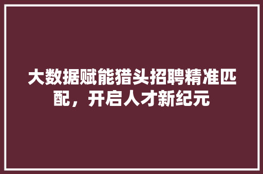 大数据赋能猎头招聘精准匹配，开启人才新纪元 电脑配置