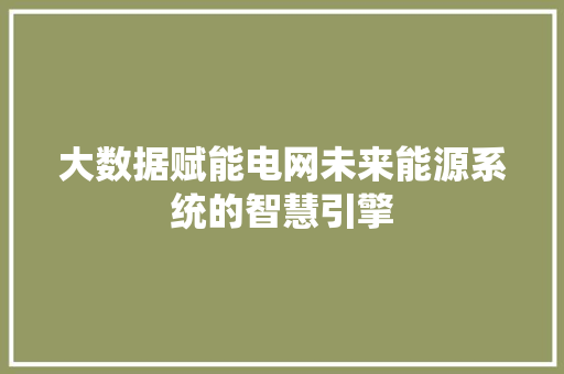 大数据赋能电网未来能源系统的智慧引擎