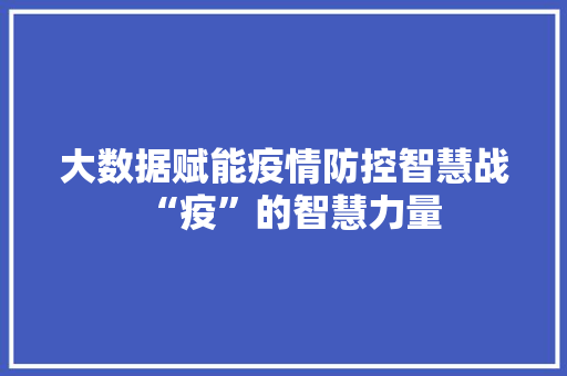 大数据赋能疫情防控智慧战“疫”的智慧力量 电脑故障维修