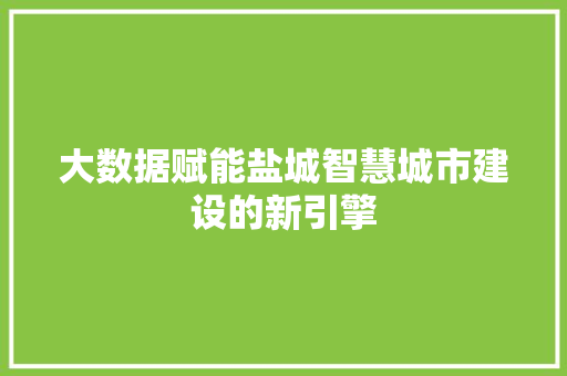 大数据赋能盐城智慧城市建设的新引擎 电脑故障维修 大数据赋能盐城智慧城市建设的新引擎 电脑故障维修