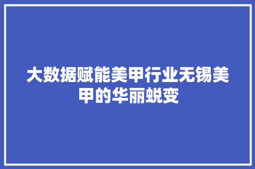 大数据赋能美甲行业无锡美甲的华丽蜕变 编程语言