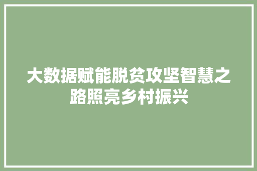 大数据赋能脱贫攻坚智慧之路照亮乡村振兴