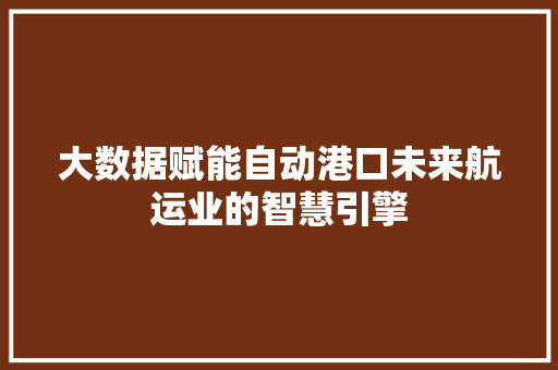 大数据赋能自动港口未来航运业的智慧引擎
