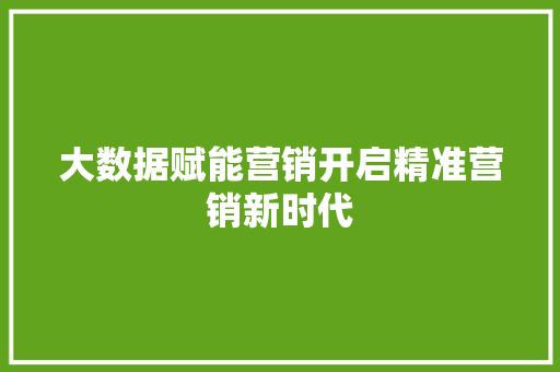大数据赋能营销开启精准营销新时代 电脑基础