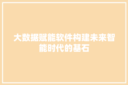 大数据赋能软件构建未来智能时代的基石