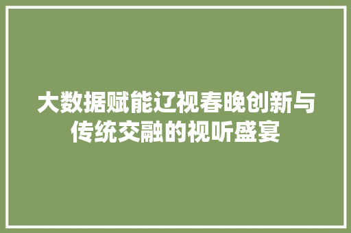 大数据赋能辽视春晚创新与传统交融的视听盛宴