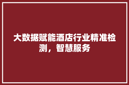 大数据赋能酒店行业精准检测，智慧服务