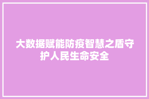 大数据赋能防疫智慧之盾守护人民生命安全 大数据赋能防疫智慧之盾守护人民生命安全