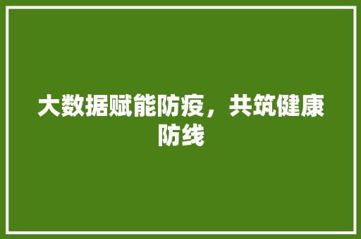 大数据赋能防疫，共筑健康防线