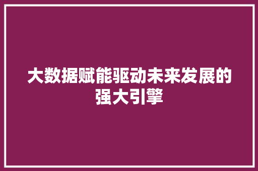 大数据赋能驱动未来发展的强大引擎 电脑基础