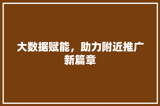 大数据赋能，助力附近推广新篇章 电脑基础