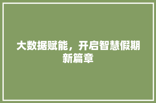 大数据赋能，开启智慧假期新篇章