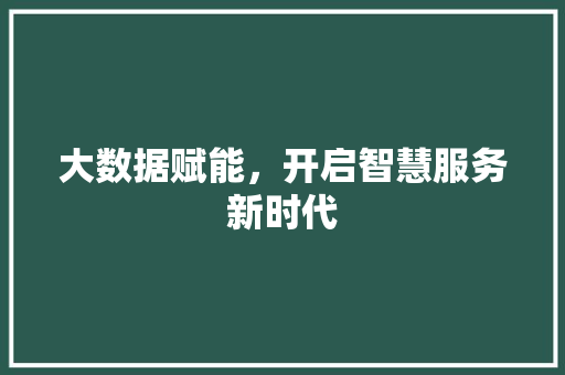 大数据赋能，开启智慧服务新时代