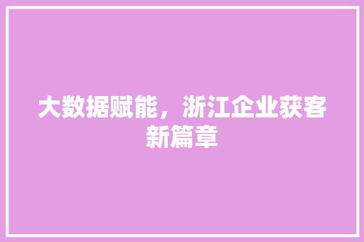 大数据赋能，浙江企业获客新篇章