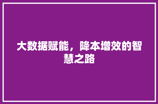 大数据赋能,降本增效的智慧之路 电脑配置 大数据赋能,降本增效的智慧之路 电脑配置