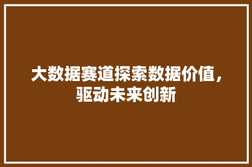 大数据赛道探索数据价值，驱动未来创新