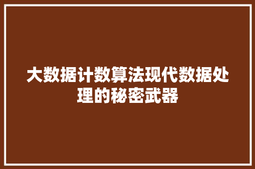 大数据计数算法现代数据处理的秘密武器