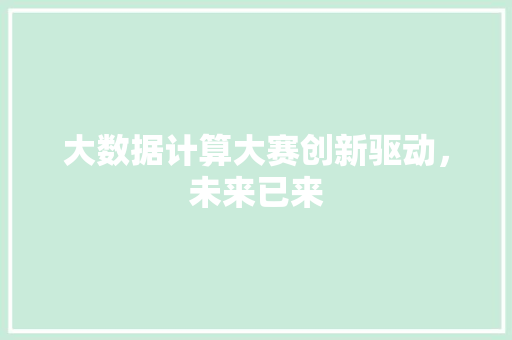大数据计算大赛创新驱动，未来已来