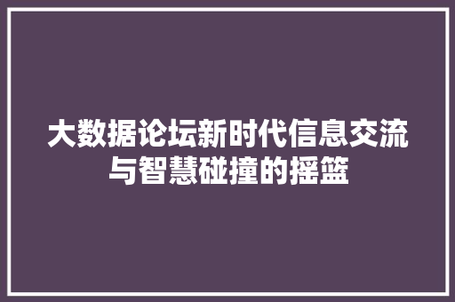 大数据论坛新时代信息交流与智慧碰撞的摇篮 电脑配置