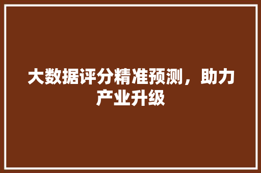 大数据评分精准预测，助力产业升级