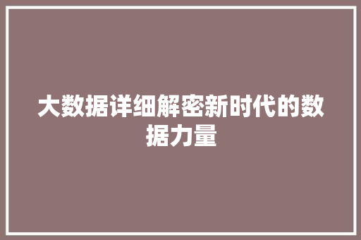 大数据详细解密新时代的数据力量 电脑故障维修