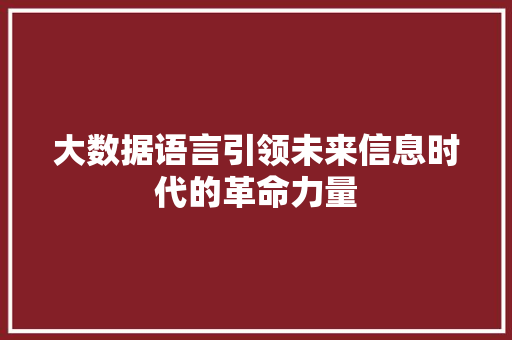 大数据语言引领未来信息时代的革命力量