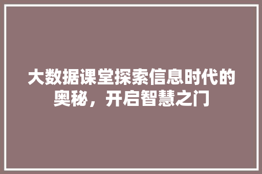 大数据课堂探索信息时代的奥秘，开启智慧之门