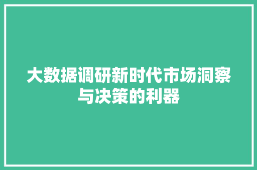 大数据调研新时代市场洞察与决策的利器 编程语言