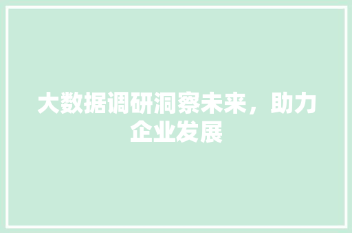 大数据调研洞察未来，助力企业发展 电脑故障维修