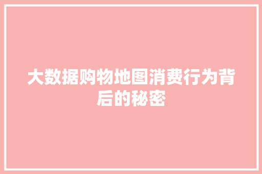 大数据购物地图消费行为背后的秘密 网络技术