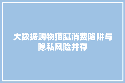 大数据购物猫腻消费陷阱与隐私风险并存