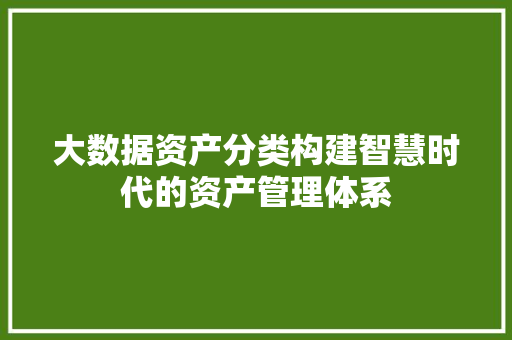 大数据资产分类构建智慧时代的资产管理体系 电脑故障维修