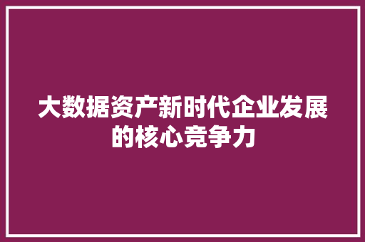 大数据资产新时代企业发展的核心竞争力 操作系统 大数据资产新时代企业发展的核心竞争力 操作系统