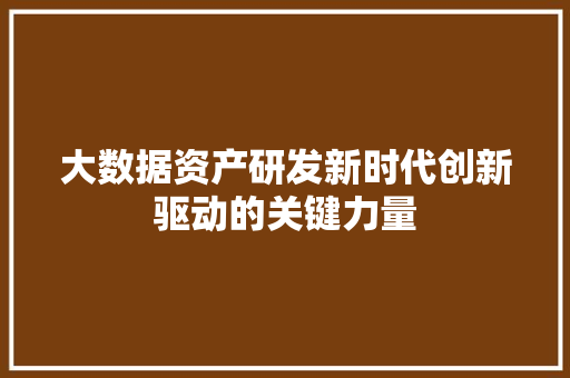 大数据资产研发新时代创新驱动的关键力量