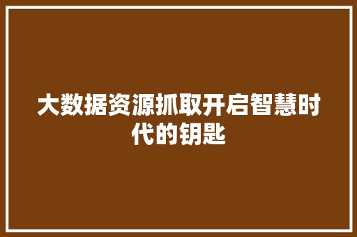 大数据资源抓取开启智慧时代的钥匙
