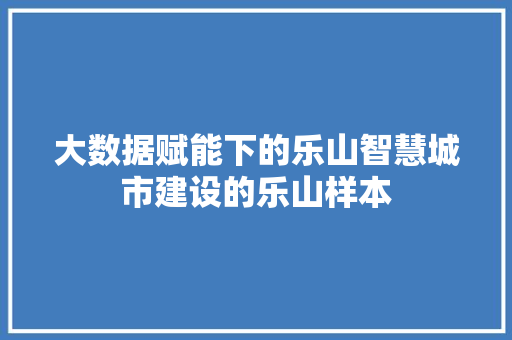 大数据赋能下的乐山智慧城市建设的乐山样本