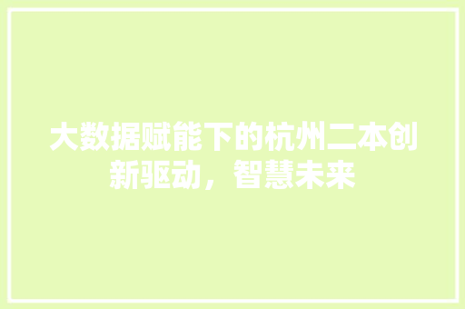 大数据赋能下的杭州二本创新驱动，智慧未来