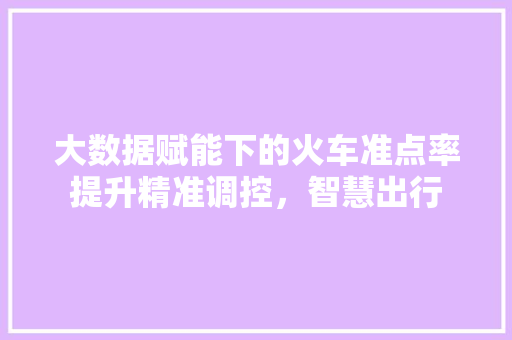 大数据赋能下的火车准点率提升精准调控，智慧出行