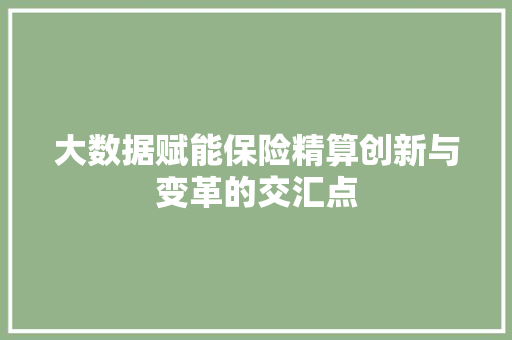 大数据赋能保险精算创新与变革的交汇点 电脑故障维修