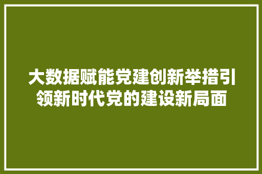 大数据赋能党建创新举措引领新时代党的建设新局面 电脑故障维修