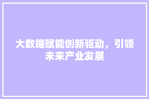 大数据赋能创新驱动，引领未来产业发展 电脑基础
