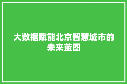 大数据赋能北京智慧城市的未来蓝图 电脑配置