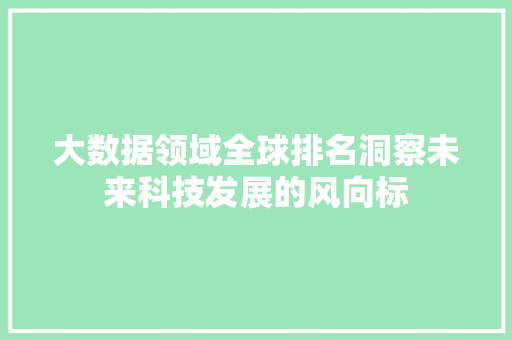 大数据领域全球排名洞察未来科技发展的风向标